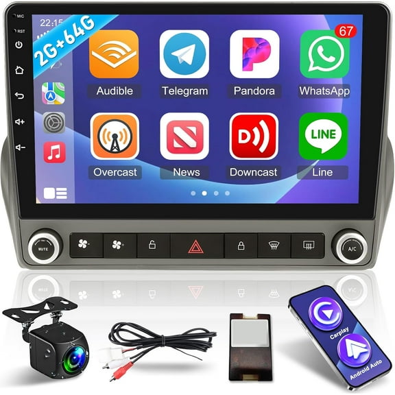 Podofo [2+64G] Car Radio Made for Chevrolet Camaro 2008-2015 - 9 inch HD Touchscreen Android 15.0 Stereo - Wireless Carplay and Android Auto, GPS, WiFi, EQ Audio, SWC + AHD Backup Camera + Canbus