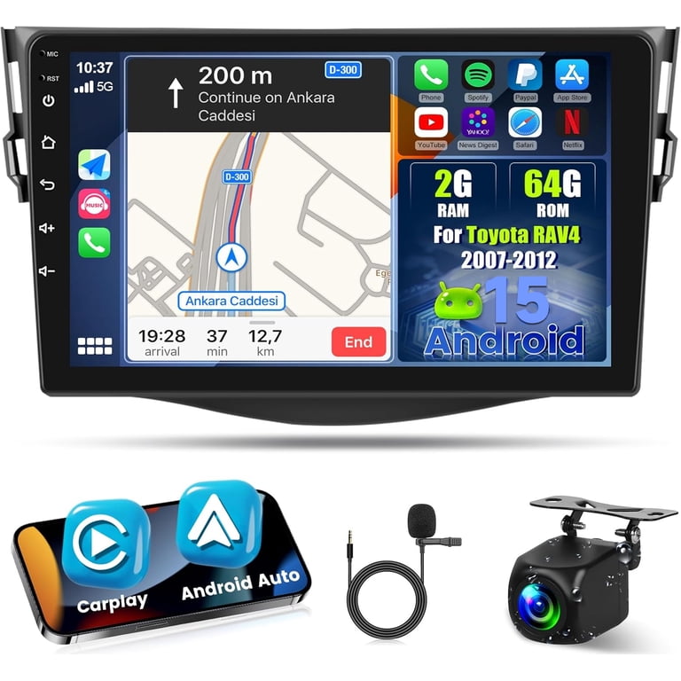 10 Inch Android Car Stereo For Toyota RAV4 2007-2012 - Wireless CarPlay, Android Auto, 2GB RAM, 64GB Storage