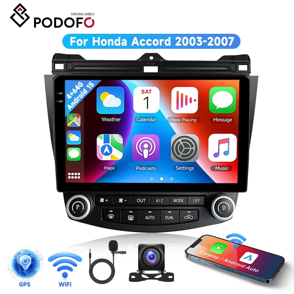 Android 15 Car Stereo For Honda Accord 2003-2007 - 10" Touch Screen, Wireless CarPlay, 4+64GB, 5G WiFi, Backup Camera