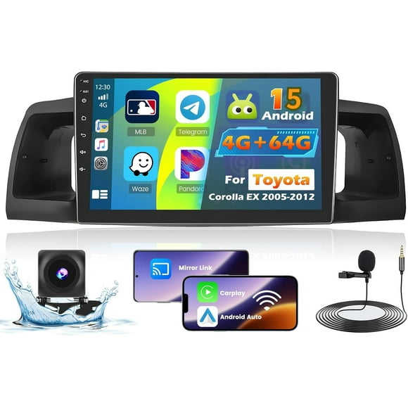 Podofo 4+64G Car Radio for Toyota Corolla EX 2005 2006 2007 2008 2009 2010 2011 2012, 9" Touch Screen for Corolla Car Stereo Upgrade Carplay Android Auto with 32EQ Bluetooth 5.0 1280 * 720 Resolution