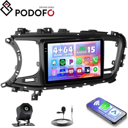 Podofo 4+64GB Android 15 Car Stereo Radio for Kia Optima K5 2013-2015, Wireless Carplay&Android Auto/WiFi/Bluetooth5.0/GPS +Backup Camera