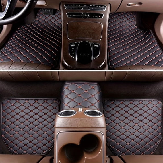 Podofo 5pcs Car Floor Mats Universal Waterproof Front Rear Full Set Auto Rugs Leather Car Carpet Accessories Interior