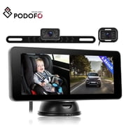 Podofo 6.86 IPS Screen with Headrest Baby Camera HD 720P with Night Vision for Baby Wide-Angle Lens IPS Screen with IP69 Waterproof Infrared Night Vision Wired 