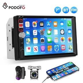 Podofo 7 inch Car Stereo Double Din Radio Touch Screen Bluetooth Handsfree Mirror Link USB SD EQ FM Multimedia Radio with Backup Camera