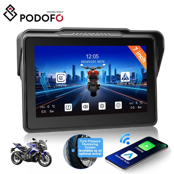 Podofo 7-inch Screen Carplay Portable Smart Player Supports Android Auto IP67 Waterproof