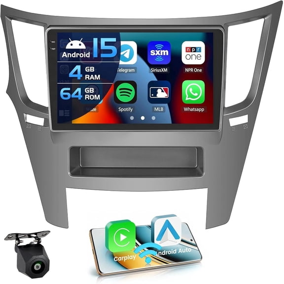 Podofo Android 15 4G+64G 9" in-Cell Touchscreen Car Stereo Radio for Subaru Outback Legacy 2010-2014 with CarPlay&Android Auto Bluetooth 5.0 GPS WiFi+Backup Camera