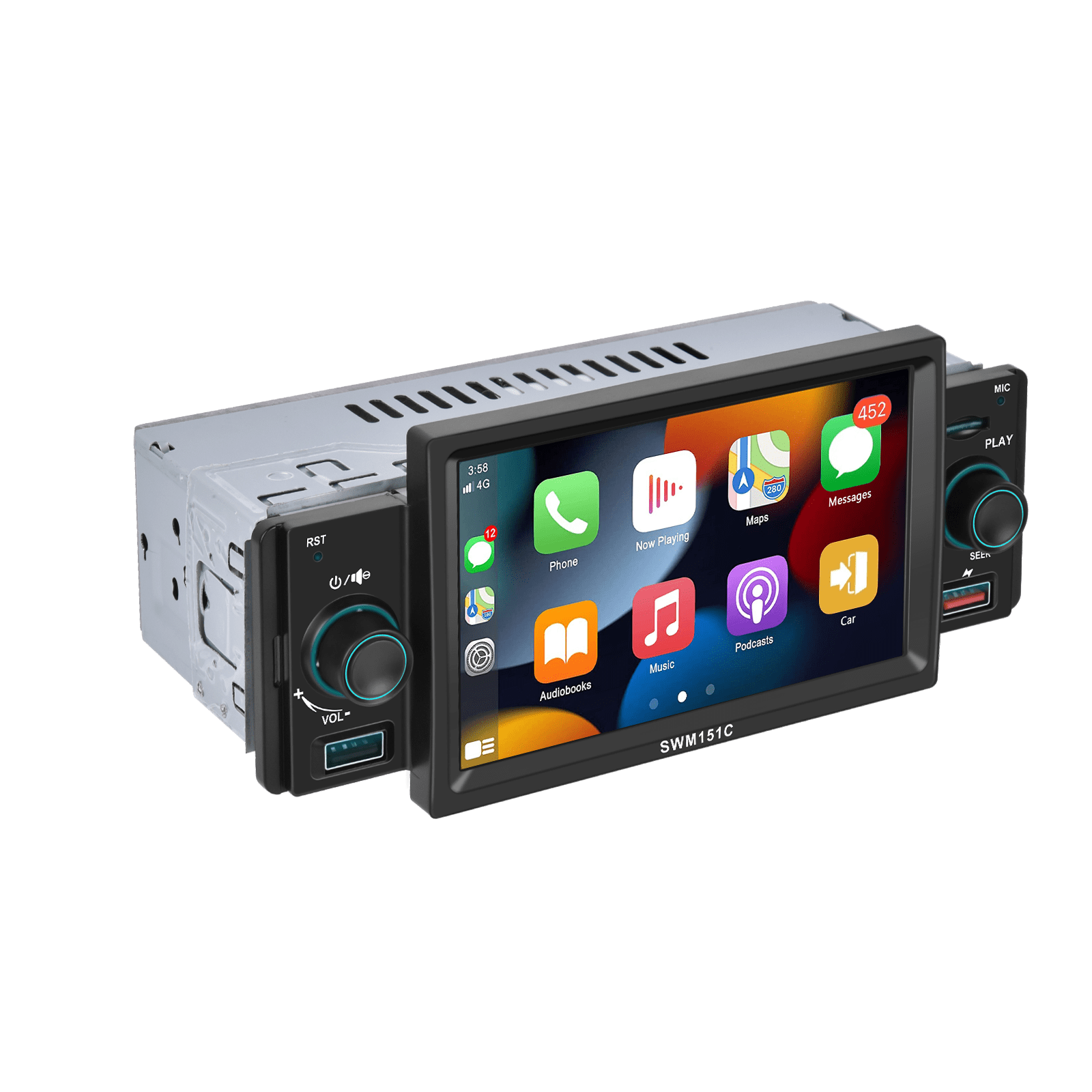 Podofo Car Mp5 Player Carplay Car Stereo Radio 5'' Touch Screen