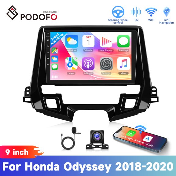 Podofo Car Radio for Honda Odyssey 2018-2021 [2G+64G] 9'' Car Stereo with Wireless Carplay Android Auto, Touch Screen Upgrade for Odyssey with GPS Bluetooth Wifi SWC FM RDS DSP 26UI