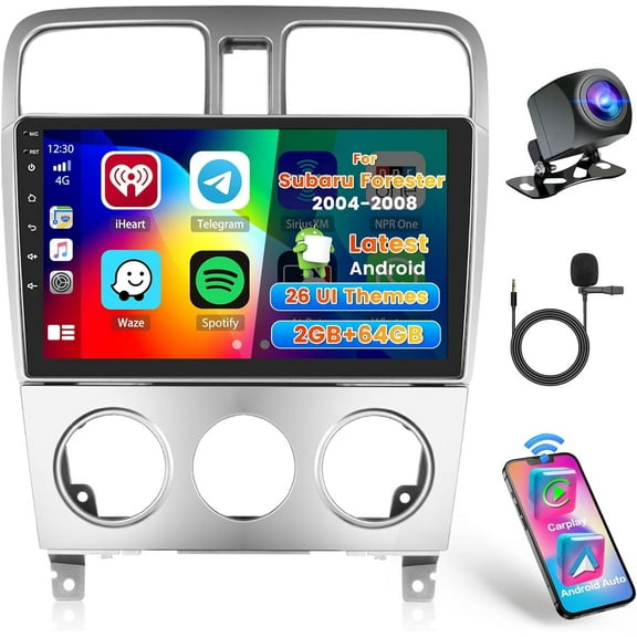 Podofo Car Radio Stereo for Subaru Forester 2004 2005 2006 2007 2008 Built in Carplay/Android Auto, 9 inch IPS Touch Screen Head Unit Radio with DSP BT GPS FM RDS WiFi 2G RAM 64G ROM