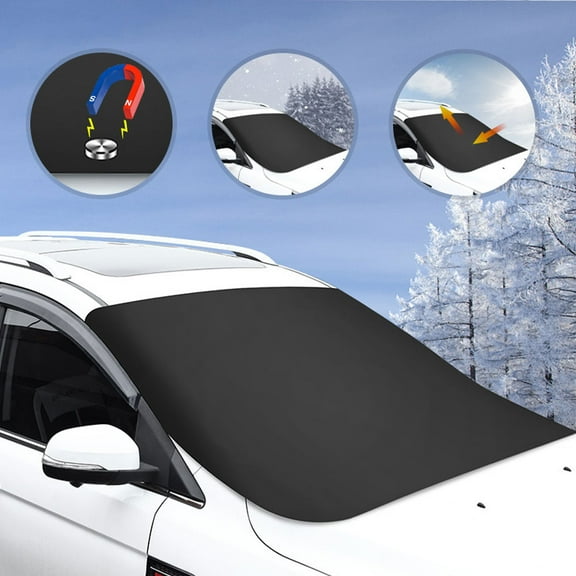 Podofo Car Windshield Snow Cover For Ice Frost, Winter Car Cover Windscreen Covers , Thicken Thickness Frost Guard For Most Cars SUVs And Small Trucks, 165X110 CM