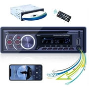 Podofo DVD MP3 CD Player 12V Universal Single 1 Din Car Stereo Radio Bluetooth FM Radio Receiver AUX/TF Card/USB Phone Charging&Remote Control New