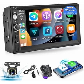 Podofo Double 2 Din 7" Touchscreen Car Stereo Radio Apple Carplay Android Auto Mirror Link Bluetooth FM Car Multimedia Player USB TF AUX,with Backup Camera&Mic&SWC