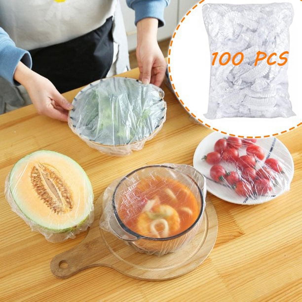 Podofo Plastic Stretchable Food Wrap Cover (100 Count)