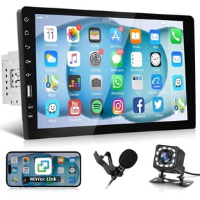 Podofo Single Din Car Stereo with Bluetooth 9 Inch HD Touch Screen Car Radio with Backup Camera + External Microphone + FM MP5 Player Car Audio Receivers Support Mirror Link SWC USB EQ Car Radio
