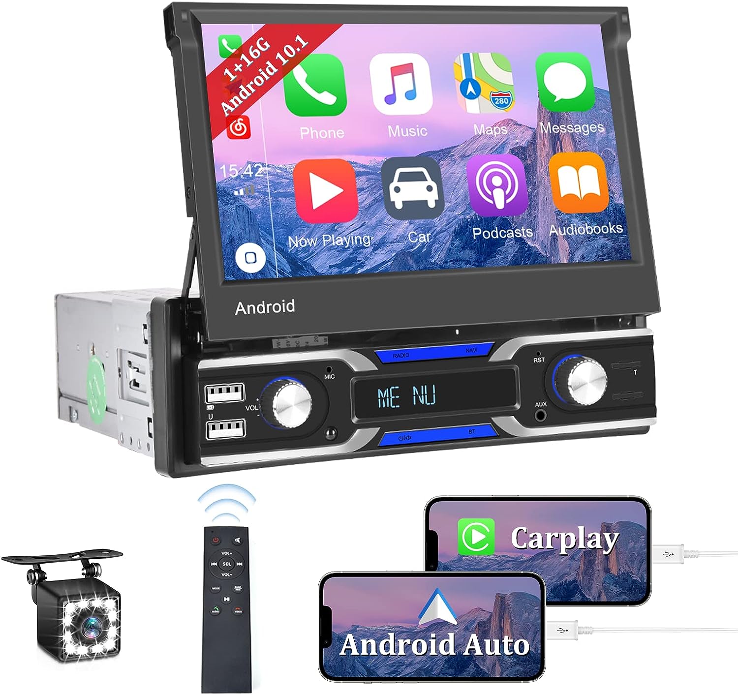 Pyle Double DIN Car Stereo Receiver 7 inch 1080P HD Touch Screen