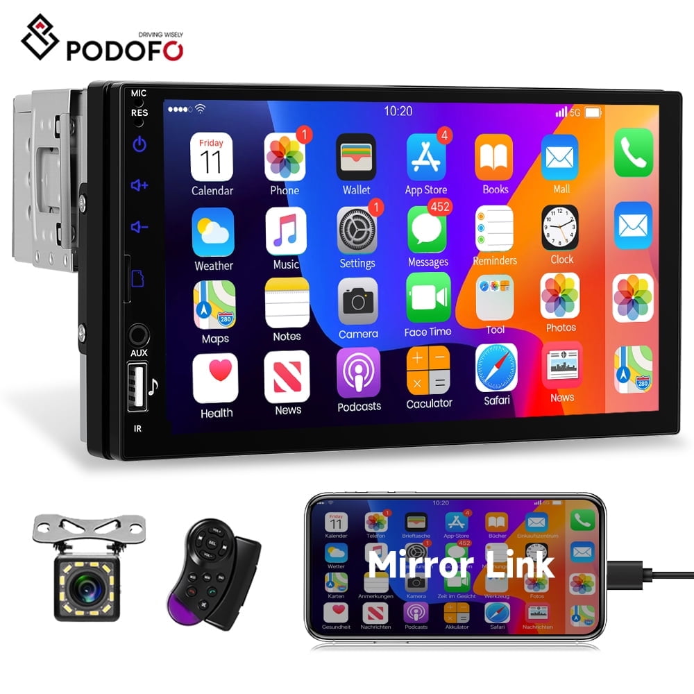 Podofo Autoradio 1 Din Touchscreen 7 Pollici Flip – Android 13 Con GPS, Bluetooth E Telecamera Retrovisore Inclusa