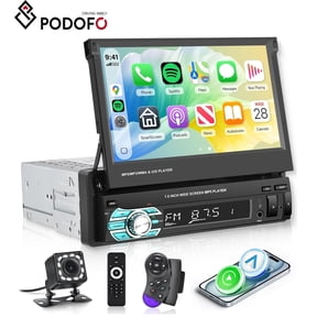 Podofo Universal 7" HD Touchscreen Car Stereo Radio with Apple Carplay Android Auto Mirror Link Backup Camera