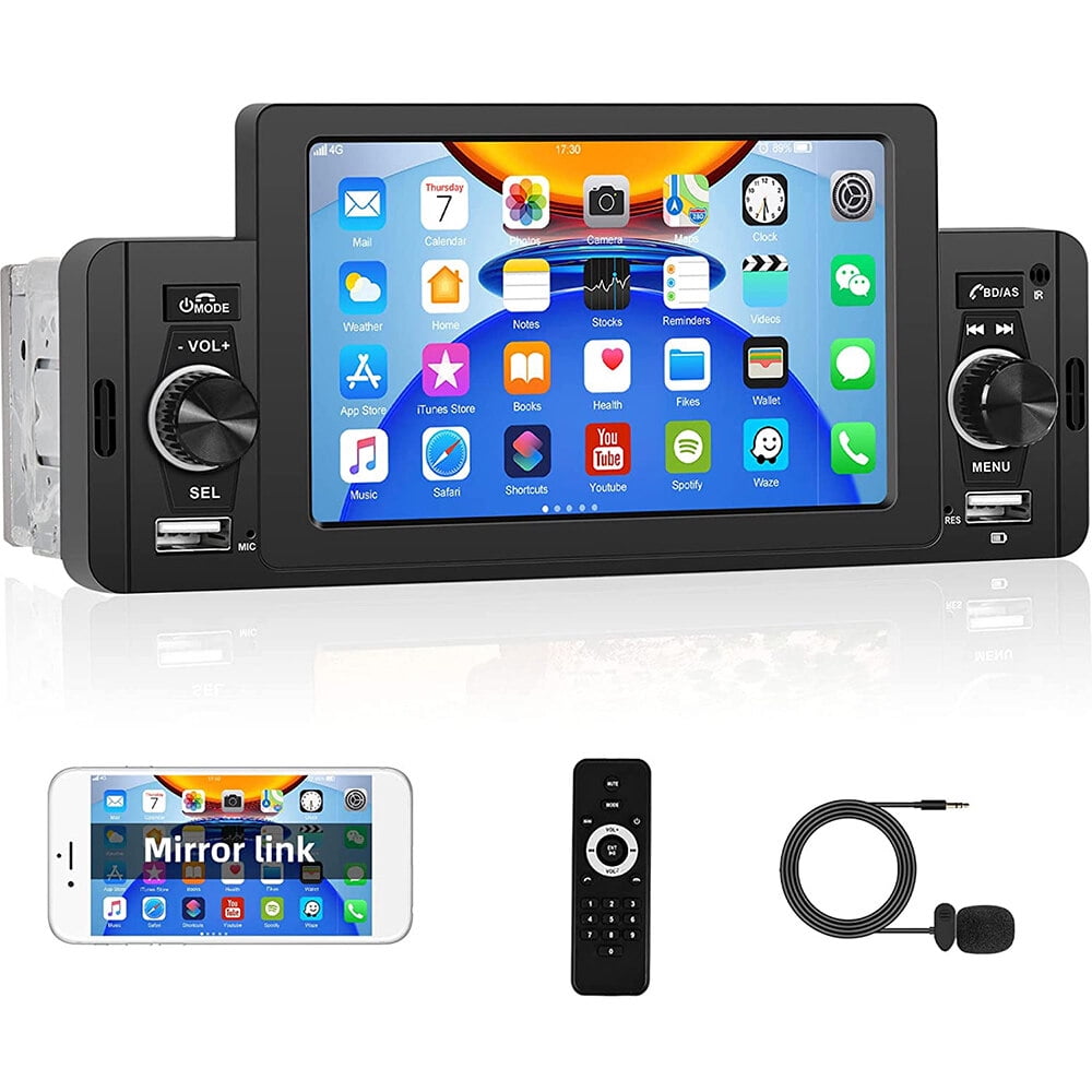 Podofo Universal Single 1 Din 5'' Touch Screen Car Stereo Radio Car