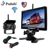 Podofo Vehicle Reverse Backup Cameras Monitor System Kit 12V/24V, 1080P Front Side Rear View Camera for RV Bus Truck Trailer Caravan Camper