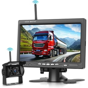Podofo Wireless Car Reversing Camera, 7 Inch HD Reversing Monitor with Blind Spot Warning, Car Radio Camera, Super Night Vision, 1080P IP68 Waterproof Wireless Reversing Camera for Motorhome, Truck
