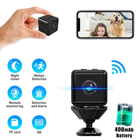 Podofo Wireless Mini IP Camera Surveillance Camera HD 1080P Portable Outdoor Indoor Security Camera 2.4GHz Wi-Fi Baby Monitor Motion Detection Night Vision Concealable Black
