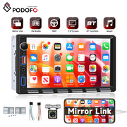 Podofo [Upgrade] 7 in Double Din Car Stereo Radio Touch Screen with Mirror Link SWC USB/EQ /Aux-in Ports+Backup Camera