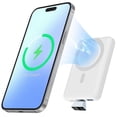 thumbnail image 1 of Wireless Portable Charger, 10000mAh Magnetic Power Bank LED Display 22.5W PD Fast Charging Battery Pack for iPhone 17/16/15/14/13/12/Mini/Pro/Pro Max-White, 1 of 8