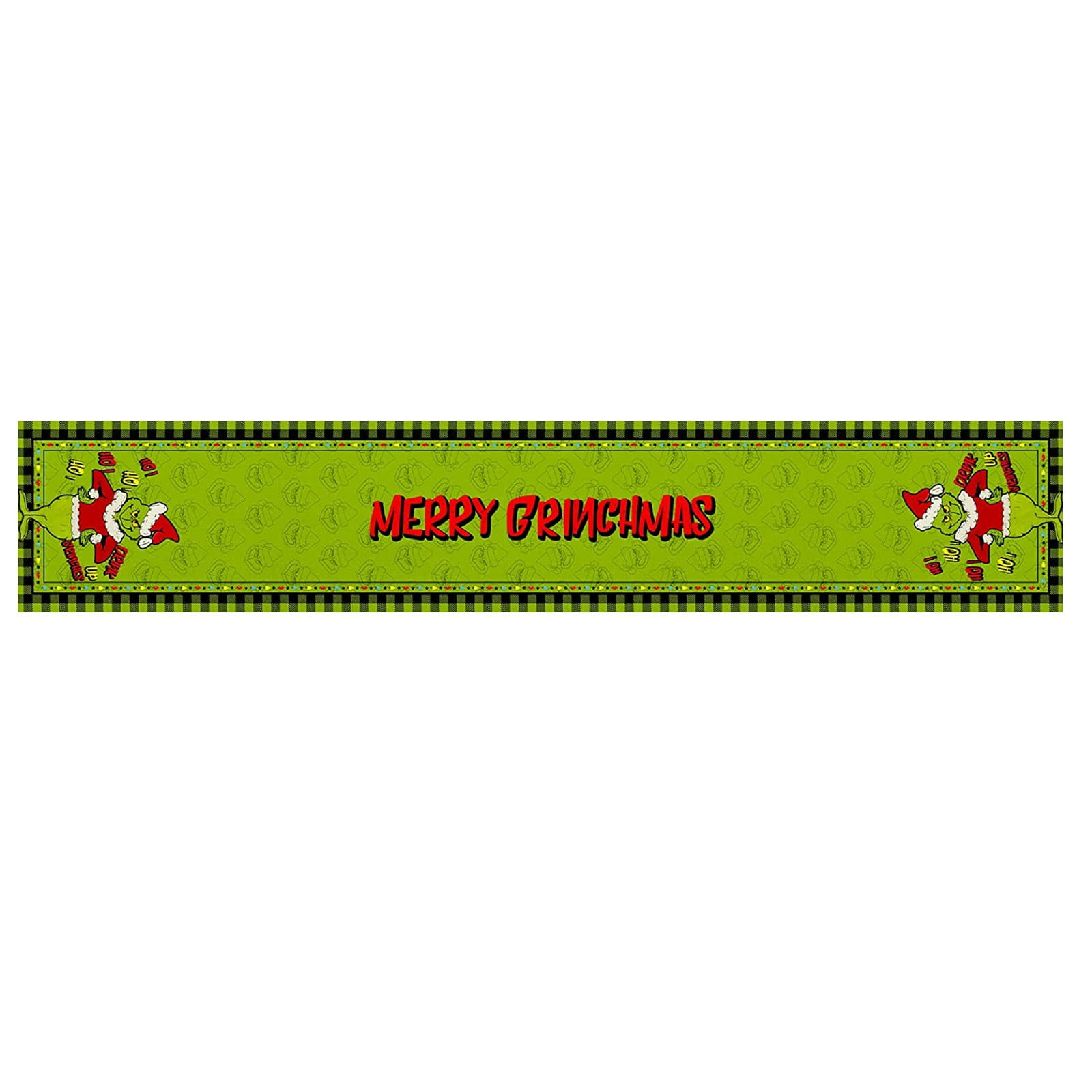 Podplug Christmas Grinch Decorations Linen Green Christmas Table Runner