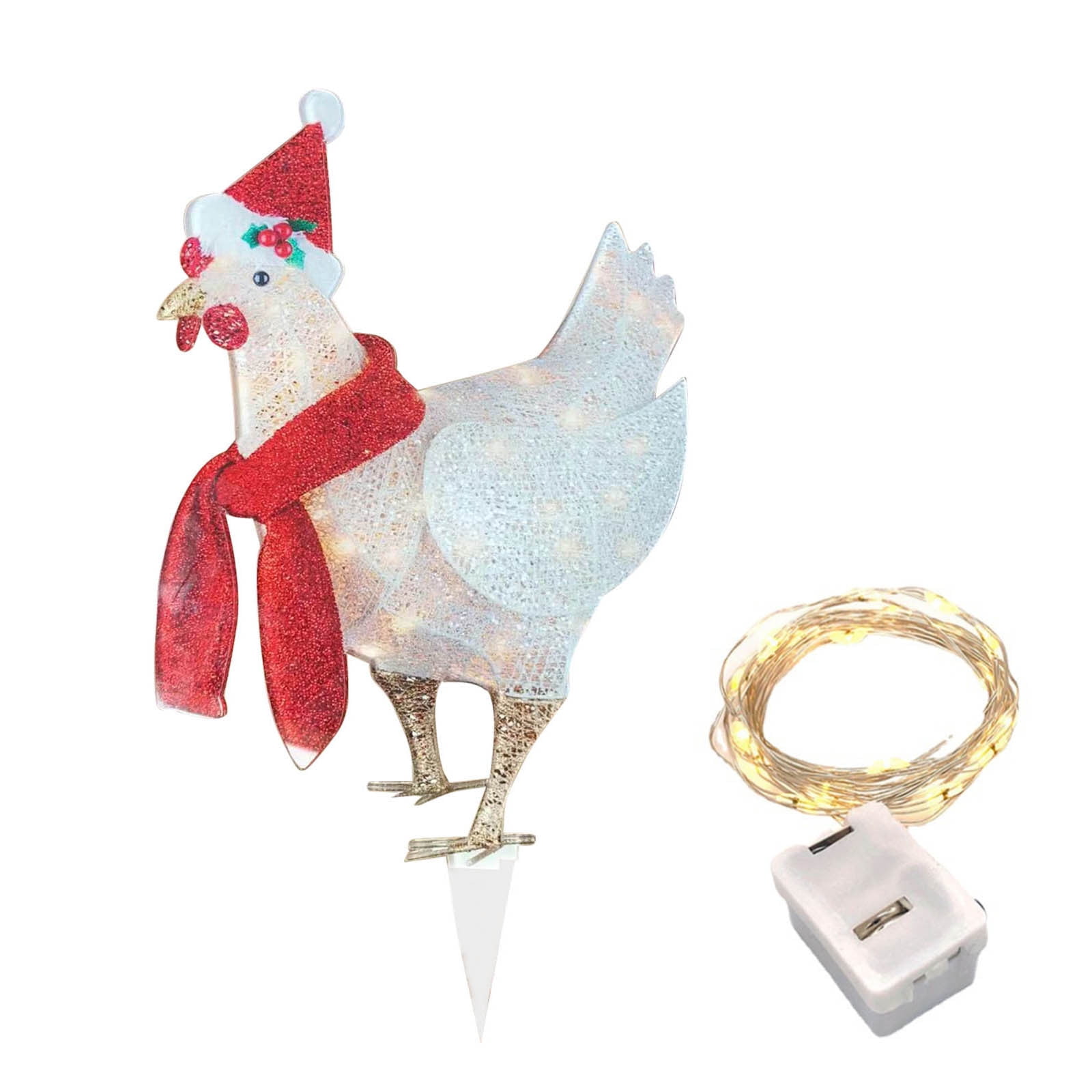 Podplug Outdoor Christmas Decorations Christmas Decorations,LightUp Chicken with Scarf