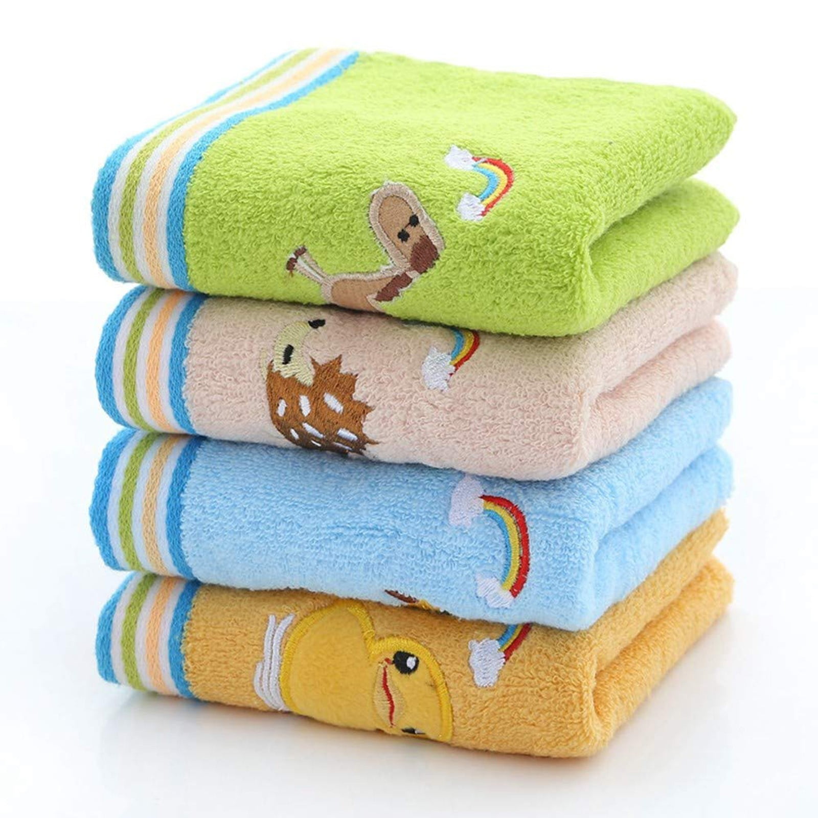 Podplug Pack of 4 Children's Hand Towels Cotton Cartoon Embroidered ...