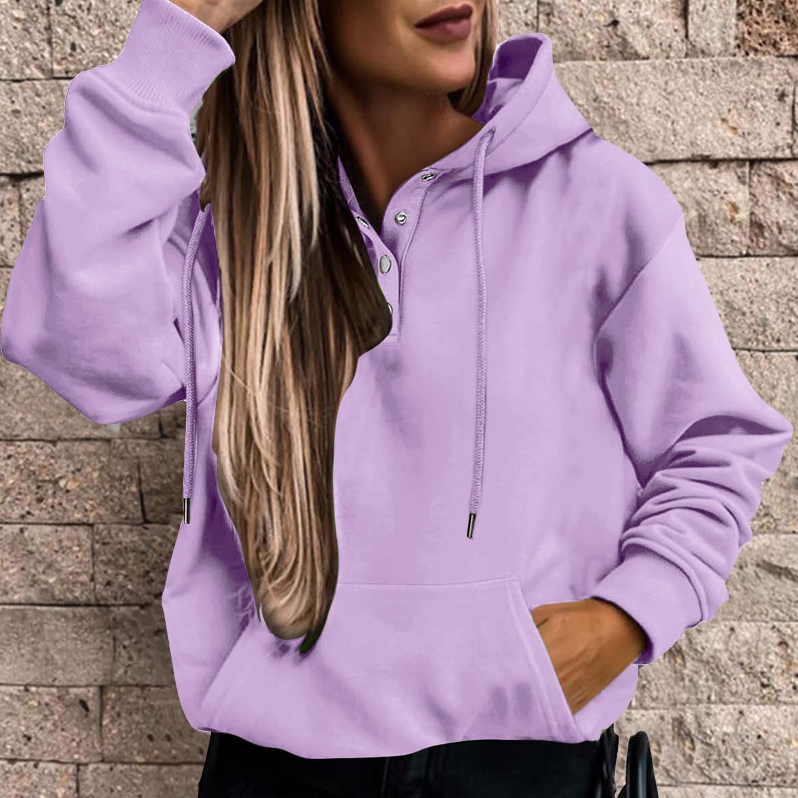 Podplug Sweatshirt for Women, Women's Pullover Hoodies Tops Casual Button  Down Long Sleeve Pocket Sweatshirts / XL - Walmart.com