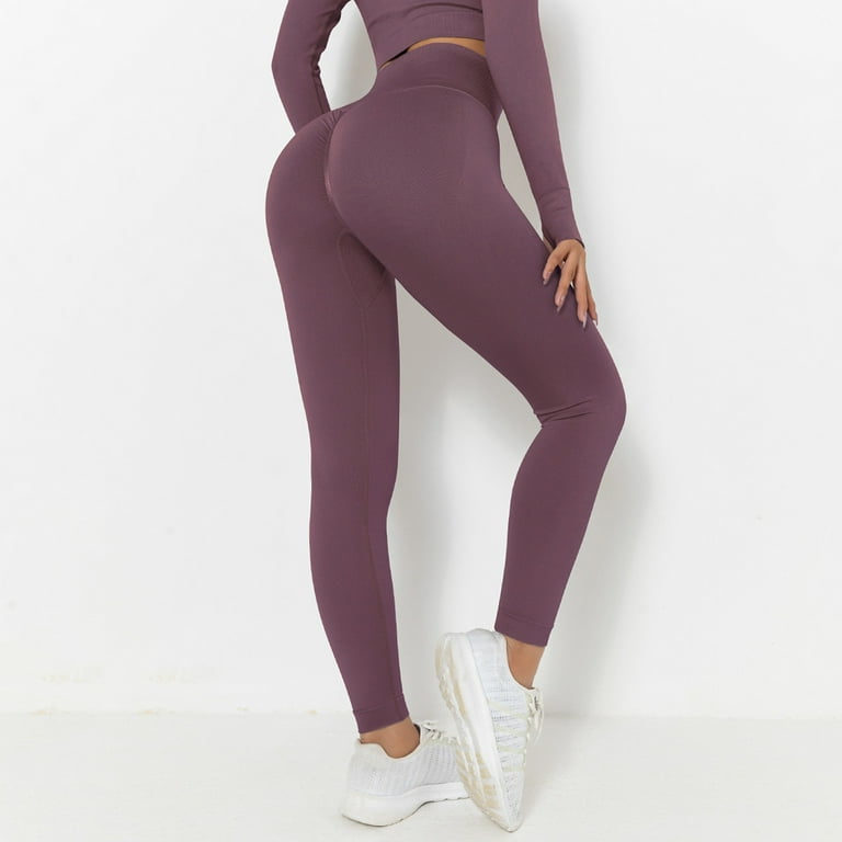 Podplug Yoga Pants Women, Fashion Women's High Waist Seamless Solid Color  Yoga Pants Running Fitness Pants (Size:L)