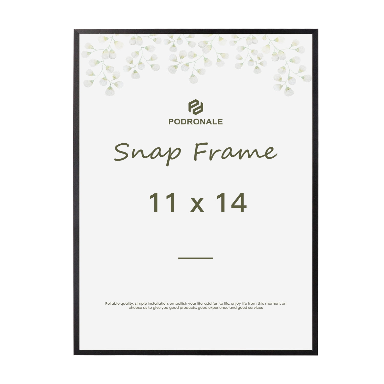 Podronale 11x14 Black Picture Frame for Wall, Plexiglass, 1PCS, Poster Snap Frame