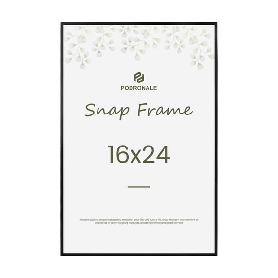 Podronale 16x24 Snap Frame, Black Poster Frame for Wall, Plexiglass, 1PCS