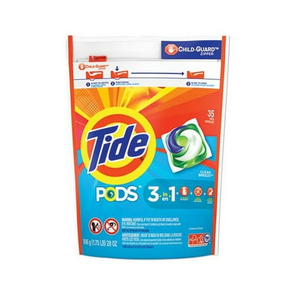 Pods Laundry Detergent Laundry Detergent, Clean Breeze, 35/Pack, 4 Pack/Carton