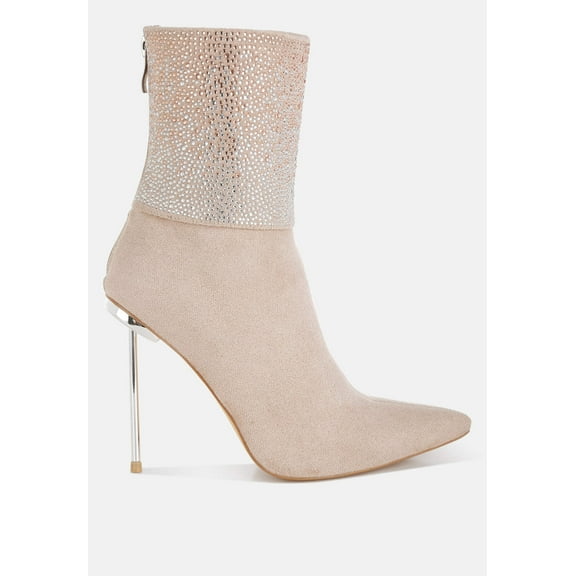 Podstar Rhinestones Embellished Foldover Boots