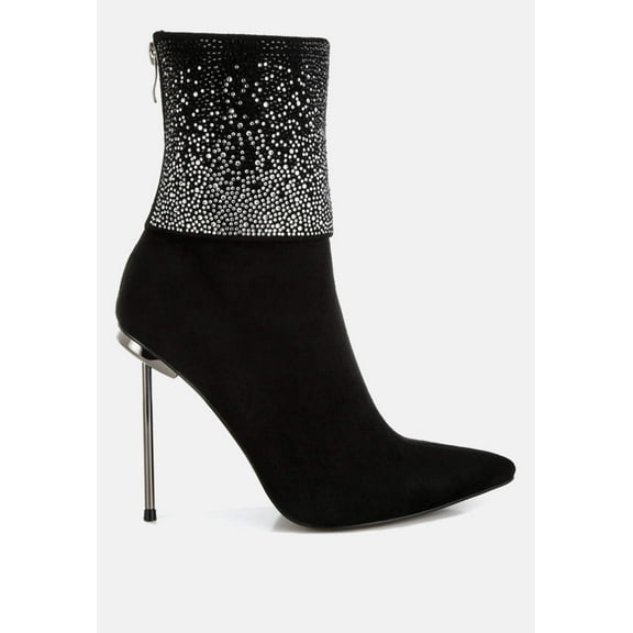 Podstar Rhinestones Embellished Foldover Boots