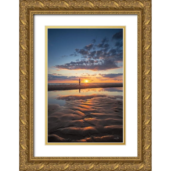 Podt, Martin 13x18 Gold Ornate Wood Framed with Double Matting Museum Art Print Titled - Peaceful Sunset