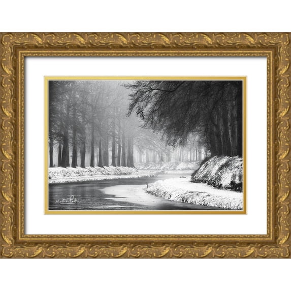 Podt, Martin 24x17 Gold Ornate Wood Framed with Double Matting Museum Art Print Titled - Winter River