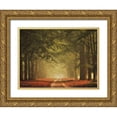 thumbnail image 1 of Podt, Martin 32x25 Gold Ornate Wood Framed with Double Matting Museum Art Print Titled - Misty Walk, 1 of 4