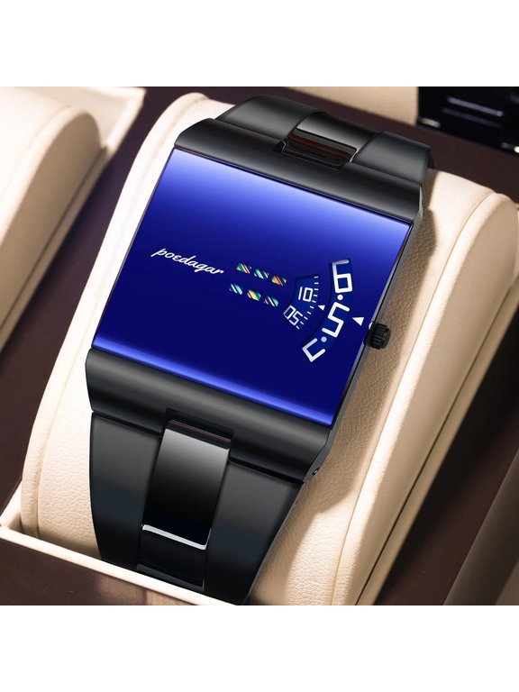 857 Men Quartz Wrist Watch Stylish Trendy Futuristic Unique Design 3ATM Waterproof Alloy Case Stainless Steel Band