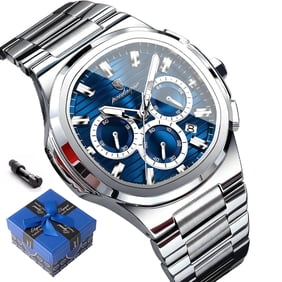 Poedagar Business Man Wristwatch Date Chronograph Waterproof Luminous Luxury Men Watch Stainless Steel Quartz Men's Watches Male