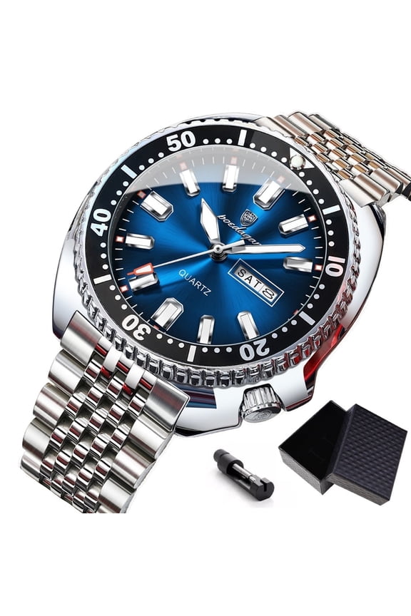 Business Men Watch Date Week Waterproof Luminous Luxury Man Wristwatch Sports Stainless Steel Men's Quartz Watches Male