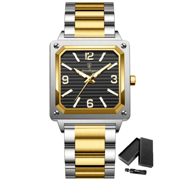 Poedagar Business Men's Personality Square Simple Dial Luminous Pointer Waterproof Quartz Stainless Steel Watch