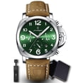 thumbnail image 1 of Poedagar Men's Business Quartz Watches with PU Leather Strap Waterproof Luminous Calendar Chronograph, 1 of 7