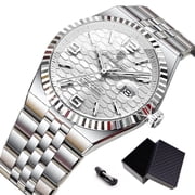 Poedagar Fashion Stainless Steel Textured Luminous Dial Watch Outdoor Sports Mens Business Leisure Quartz Watch Waterproof Watch