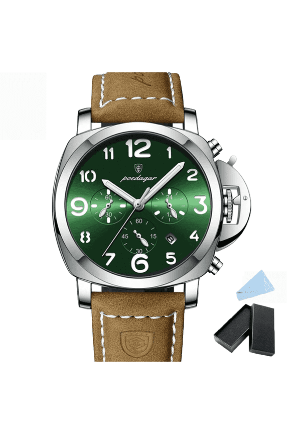 Leather Strap Men's Luxury Sports Waterproof Luminous Date Chronograph Quartz Watch