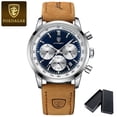 thumbnail image 1 of Poedagar Luxury Man Leather Quartz Watch Waterproof Chronograph Luminous Men's Casual Wristwatch, 1 of 5