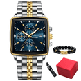 thumbnail image 1 of Poedagar Luxury Personalized Square Dial Calendar Waterproof Luminous Steel Strap Business Casual Men's Quartz Watch, 1 of 6