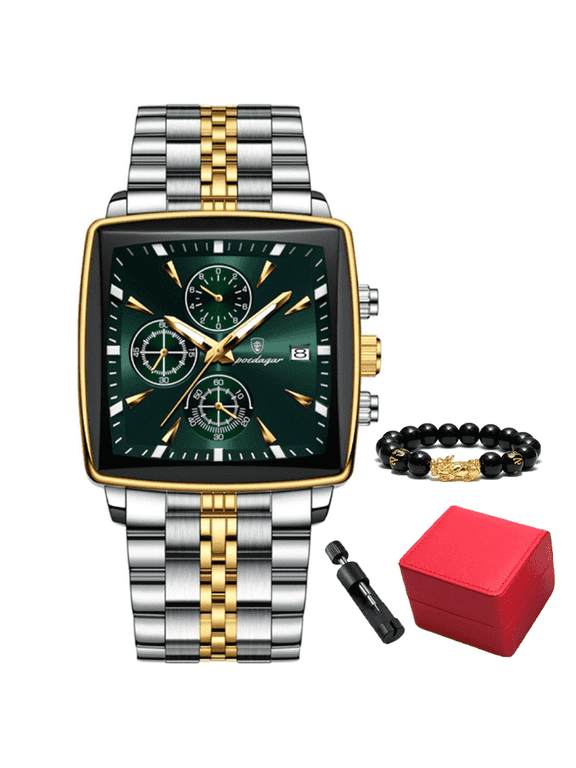 Luxury Personalized Square Dial Calendar Waterproof Luminous Steel Strap Business Casual Men's Quartz Watch